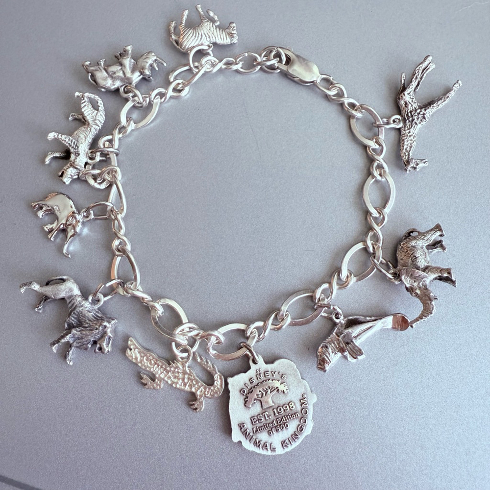 Walt Disney Animal Kingdom Sterling Silver 925 Safari Charm Bracelet Ltd Ed 500